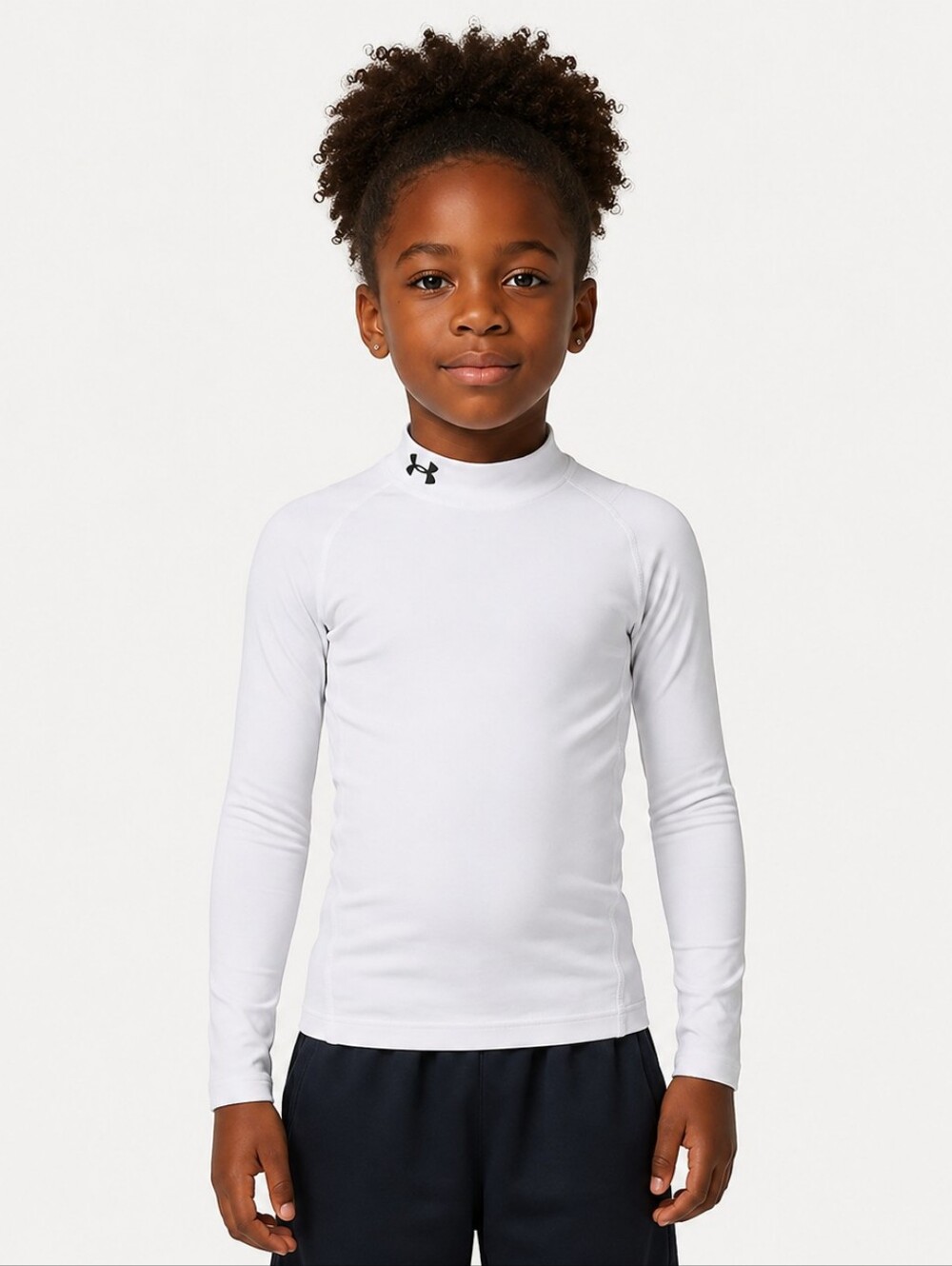 Under Armour UA Girls' ColdGear Mock Neck Logo Long Sleeve Shirt Size YLG